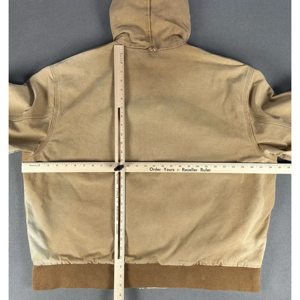 Carhartt Jacket Large Tan Brown JF1006 Faded Duck Canvas Flannel Lined 90s